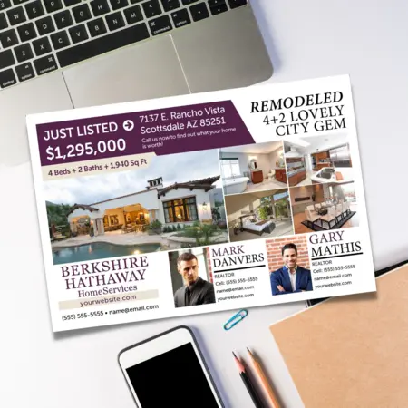 Berkshire Hathaway Just Listed Postcard with multiple property photos