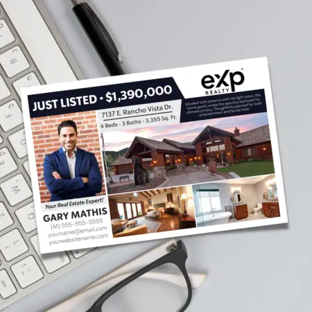 eXp Realty Just Listed Postcard with agent branding