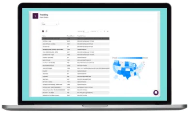 Mailing tracking dashboard on laptop screen