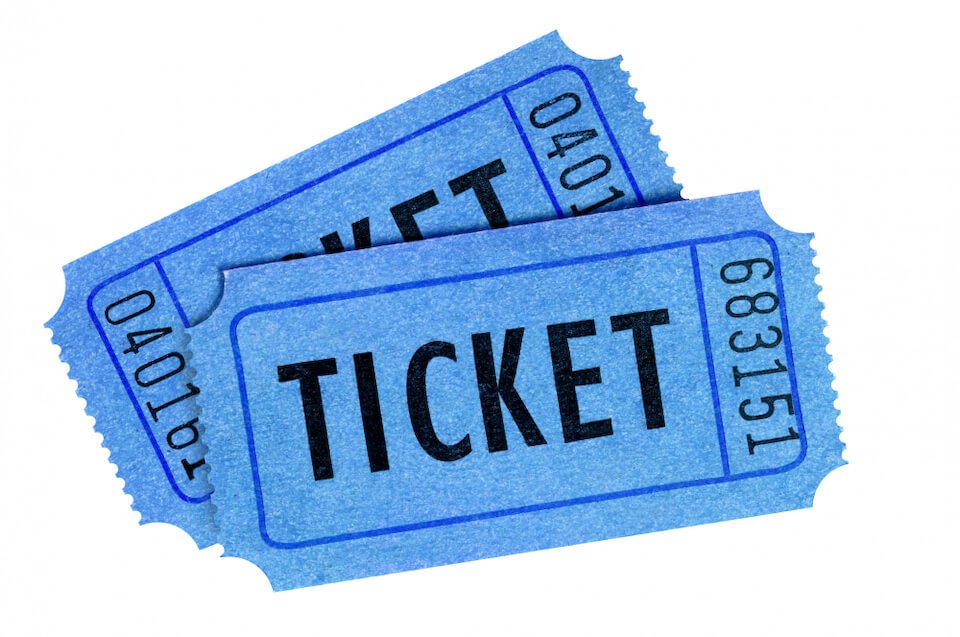 Two Tickets Blue Front View Isolated White 1